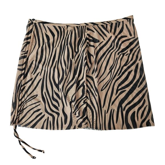 Gorglitter Womens 3 Pc Swimsuit Size L High Waisted Lace Up Zebra Bikini Skirt - Picture 6 of 8